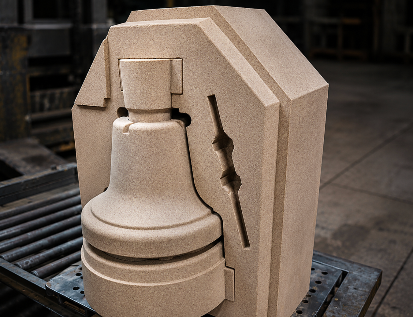 No-bake sand mold with spiral casting detail at Muncie Castings