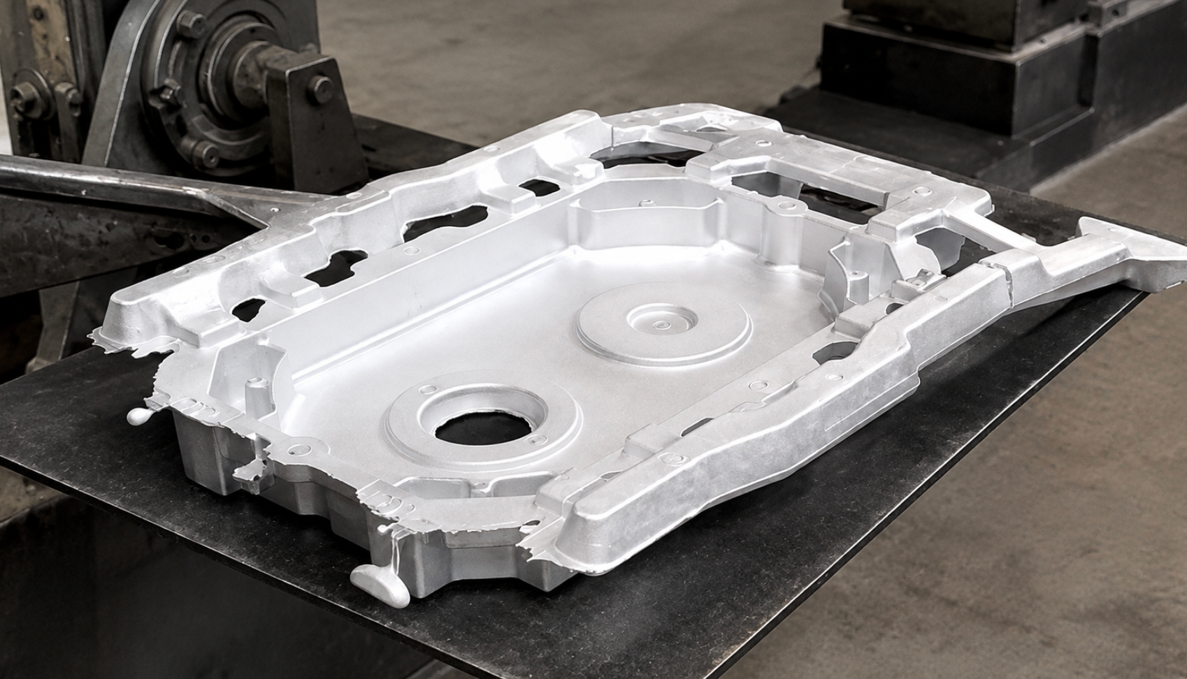 Aluminum permanent mold casting fresh from the mold at Muncie Castings